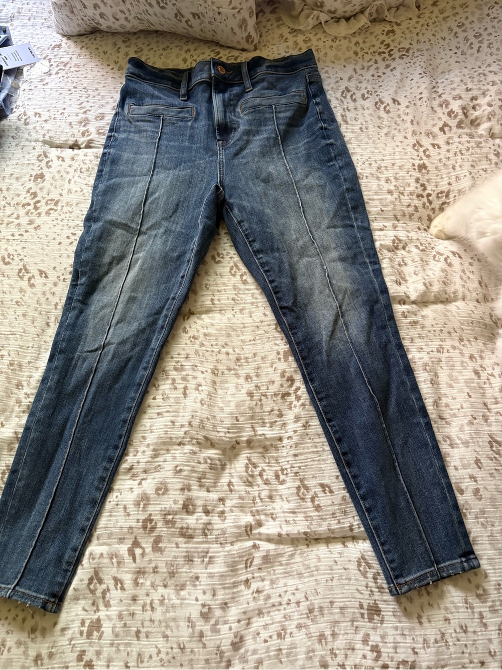 Express Women's Dark Blue Front Seam Skinny Jeans